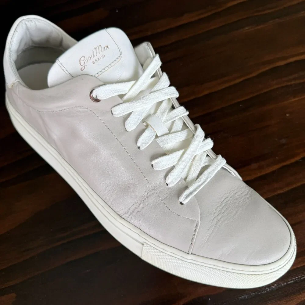 Good Man Brand Edge White Leather Casual Sneaker Shoes Low Top Men's Size 12